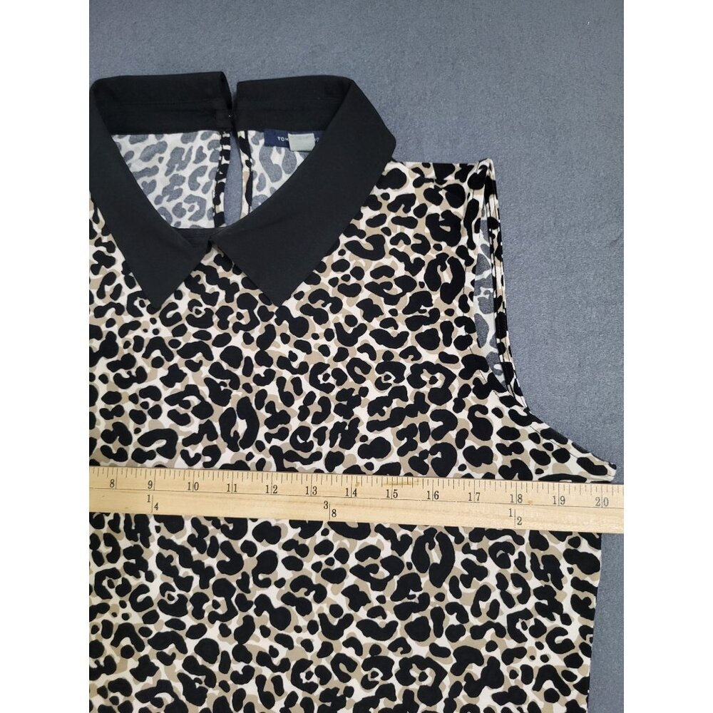 TOMMY HILFIGER Women's LG Cheetah Animal Print Sleeveless Blouse Tank Top Collar - Picture 4 of 7